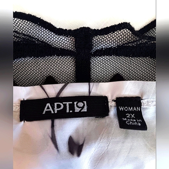 Boho Flowy Tunic Top Surplice Lace 2X Black White Business Casual Plus - Picture 8 of 11